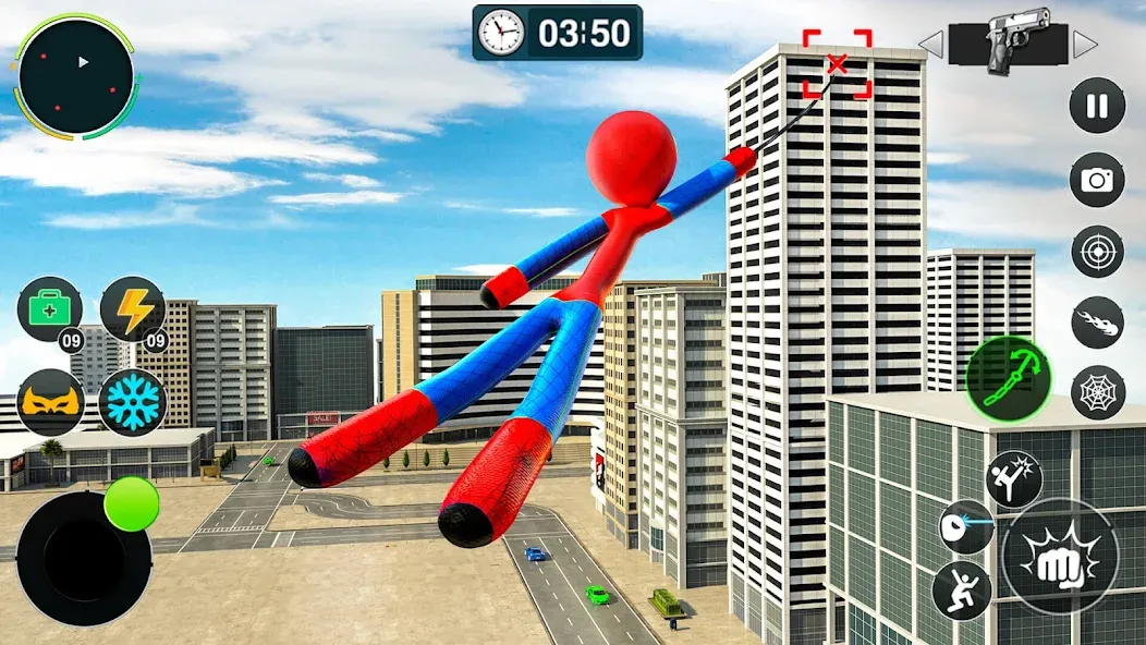 Flying Stickman Rope Hero Game [МОД Mega Pack] APK Android Screenshot 1