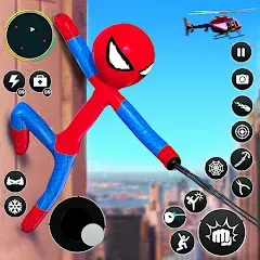Flying Stickman Rope Hero Game [МОД Mega Pack] APK Android