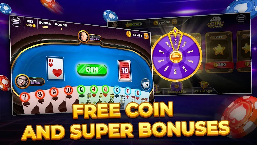 Gin Rummy - Card Game (Джин Рами) [МОД Много денег] APK Android Screenshot 1