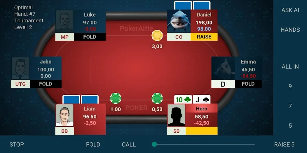 Offline Poker AI - PokerAlfie (Оффлайн Покер ИИ) [МОД Mega Pack] APK Android Screenshot 3