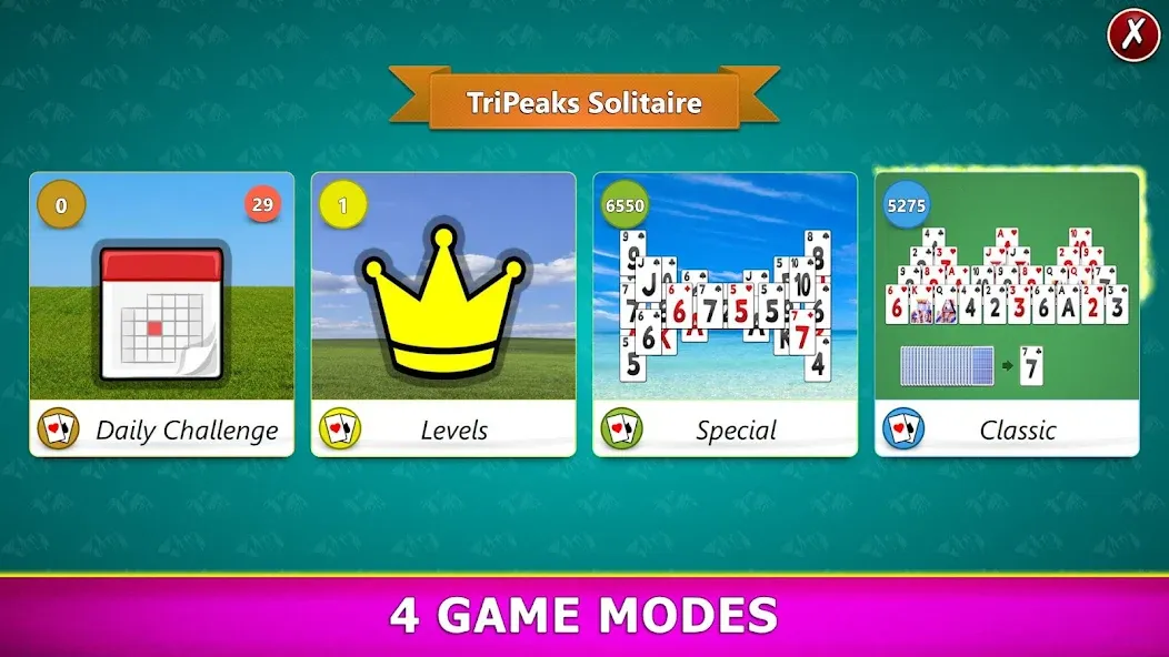 TriPeaks Solitaire Mobile [МОД Все открыто] APK Android Screenshot 2