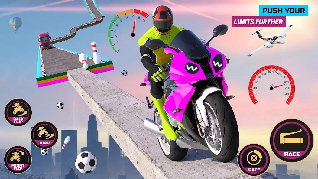 Racing Bike Stunt Games Master (Гонки на мотоциклах Мастер игр в трюки) [МОД Premium] APK Android Screenshot 1