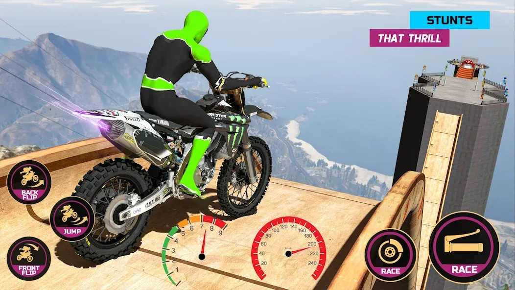 Racing Bike Stunt Games Master (Гонки на мотоциклах Мастер игр в трюки) [МОД Premium] APK Android Screenshot 2