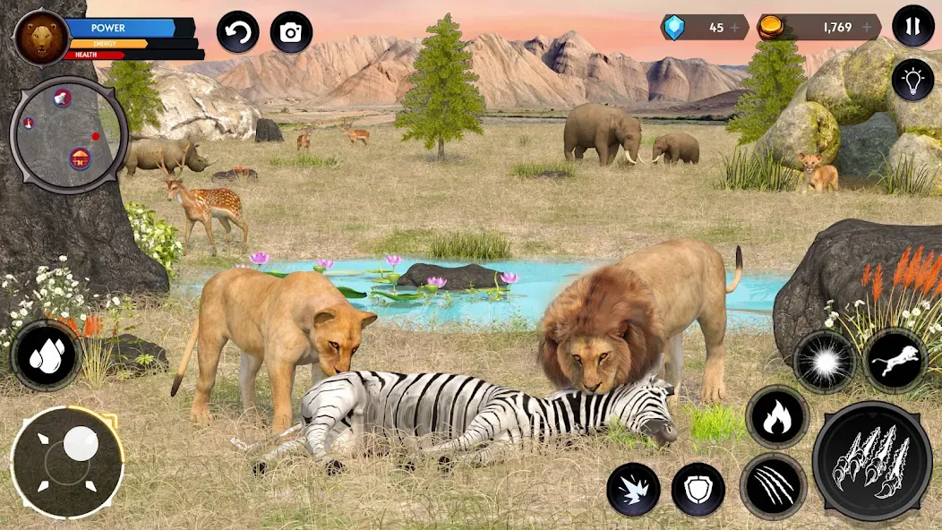 Lion Simulator Wild Lion Games [МОД Много денег] APK Android Screenshot 2