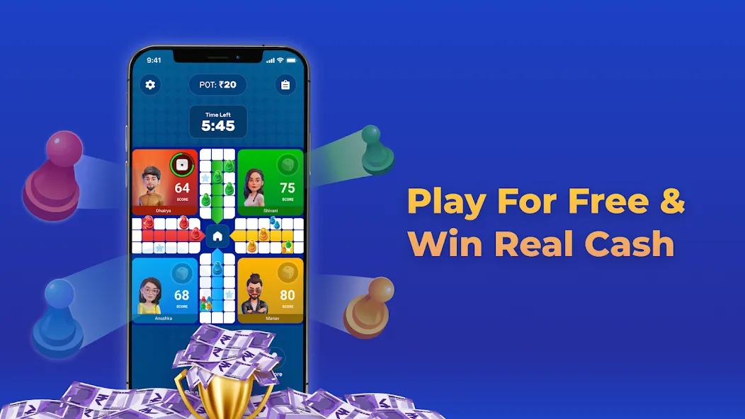 Play Ludo Game Online Win Cash (Людо) [МОД Много денег] APK Android Screenshot 1