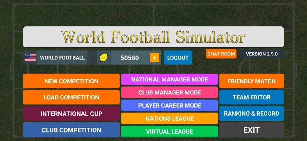 World Football Simulator (Мировой Футбольный Симулятор) [МОД Много денег] APK Android Screenshot 1
