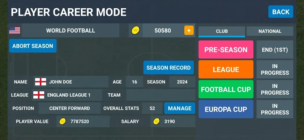 World Football Simulator (Мировой Футбольный Симулятор) [МОД Много денег] APK Android Screenshot 5