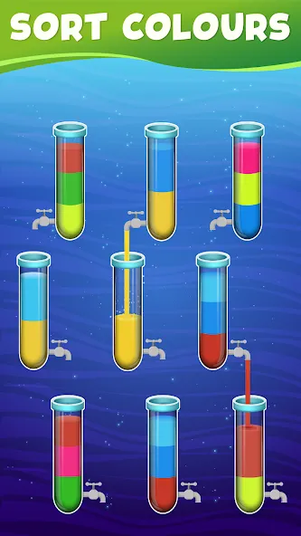 Water Sort Color Sorting games (Вотер Сорт Колор Сортинг гейм) [МОД Все открыто] APK Android Screenshot 2