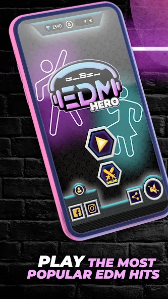 Guitar Hero Game: EDM Music (ЭДМ) [МОД Меню] APK Android Screenshot 1