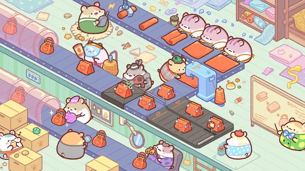 Hamster Bag Factory : Tycoon (Хэмстер сумка фабрика) [МОД Mega Pack] APK Android Screenshot 2