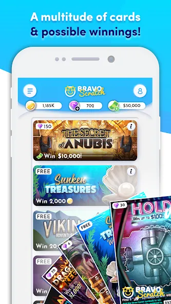 Bravoscratch, scratch games! [МОД Много денег] APK Android Screenshot 3
