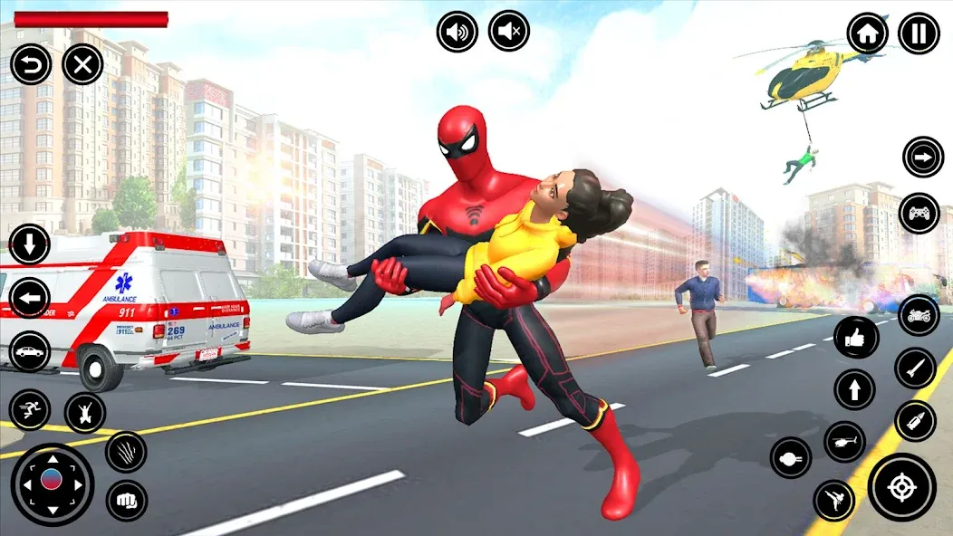 Flying Spider Rope Hero Fight (Флайинг Спайдер Роп Хиро Файт) [МОД Все открыто] APK Android Screenshot 2