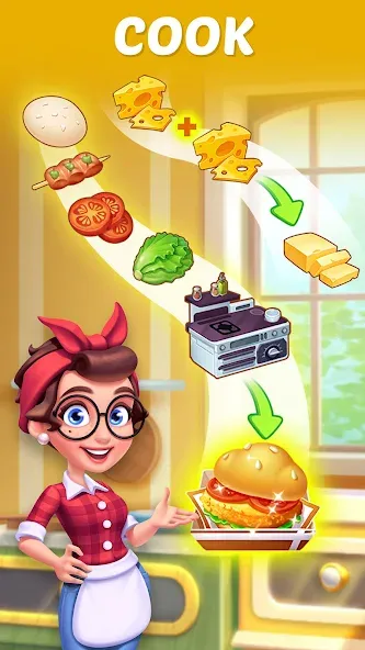 Merge Cooking:Theme Restaurant [МОД Premium] APK Android Screenshot 4