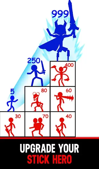 Stick Hero: Mighty Tower Wars (Стик Хиро) [МОД Все открыто] APK Android Screenshot 4