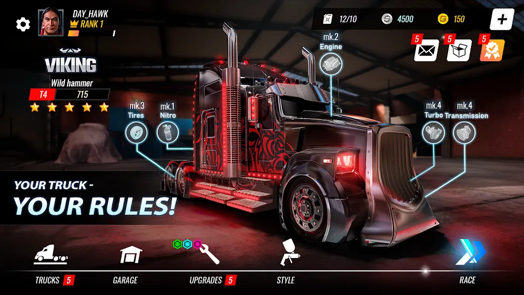Big Rig Racing: Drag racing (Биг Риг Рейсинг) [МОД Много денег] APK Android Screenshot 1