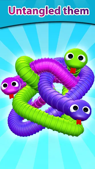 Tangled Snakes Puzzle Game (Танглед Снейк 3Д) [МОД Бесконечные монеты] APK Android Screenshot 1