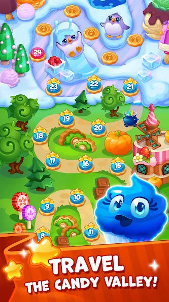 Candy Valley - Match 3 Puzzle [МОД Все открыто] APK Android Screenshot 1