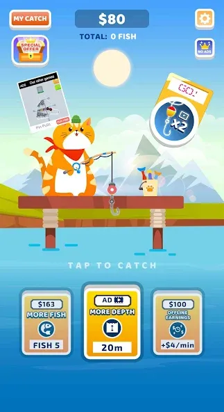 Idle Furry Fishing! [МОД Бесконечные монеты] APK Android Screenshot 1