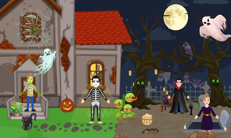 Pretend Play Halloween Party (Претендуй на Хэллоуинскую вечеринку) [МОД Mega Pack] APK Android Screenshot 2