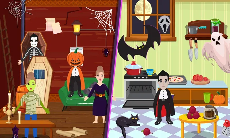 Pretend Play Halloween Party (Претендуй на Хэллоуинскую вечеринку) [МОД Mega Pack] APK Android Screenshot 4