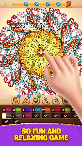 Cross Stitch Coloring Mandala (Кроссстиль раскрашивание мандала) [МОД Mega Pack] APK Android Screenshot 3