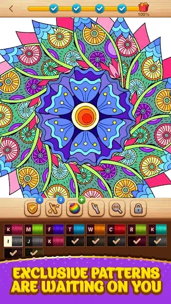 Cross Stitch Coloring Mandala (Кроссстиль раскрашивание мандала) [МОД Mega Pack] APK Android Screenshot 4