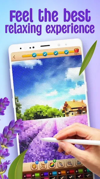 Cross-Stitch: Coloring Book (Кросс) [МОД Бесконечные монеты] APK Android Screenshot 1