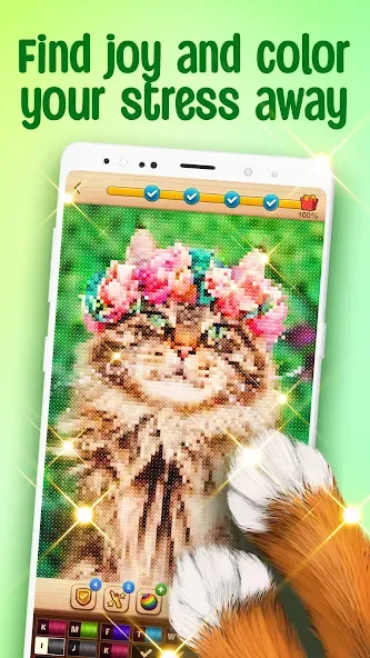 Cross-Stitch: Coloring Book (Кросс) [МОД Бесконечные монеты] APK Android Screenshot 2