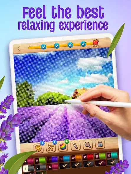 Cross-Stitch: Coloring Book (Кросс) [МОД Бесконечные монеты] APK Android Screenshot 5