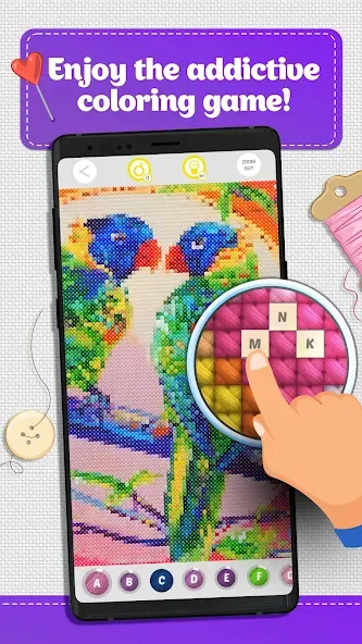 Cross Stitch Coloring Art (Кроссстич окрашивание искусства) [МОД Premium] APK Android Screenshot 1