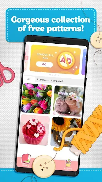 Cross Stitch Coloring Art (Кроссстич окрашивание искусства) [МОД Premium] APK Android Screenshot 4