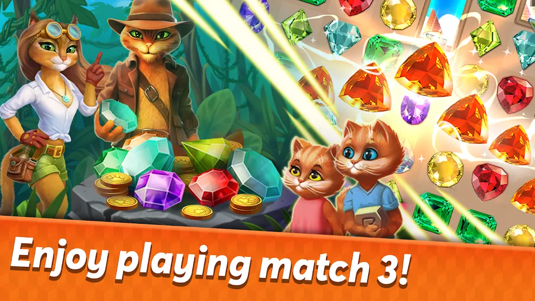 Indy Cat 2: Match 3 game [МОД Mega Pack] APK Android Screenshot 1