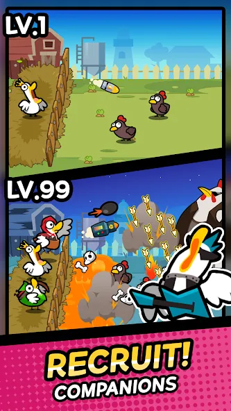 Duck vs Chicken : Idle Defense (Дак против Чикен) [МОД Premium] APK Android Screenshot 2