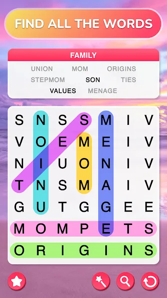Word Search - Word Puzzle Game [МОД Все открыто] APK Android Screenshot 1