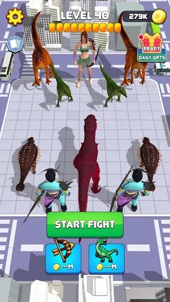 Dinosaur Monster Fight Battle (Бамбам Монстр Против 100 Дверей) [МОД Unlocked] APK Android Screenshot 2