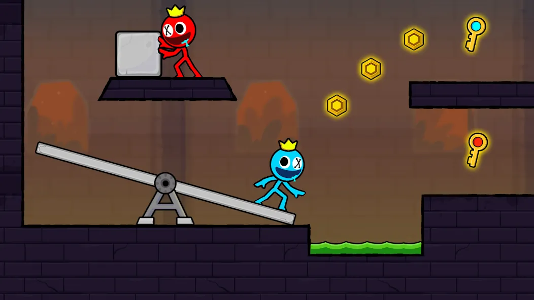 Red and Blue Stickman 2024 (Ред энд Блу Стикмен 2) [МОД Все открыто] APK Android Screenshot 2