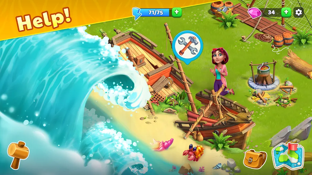 Bermuda Adventures Farm Island (Бермудские приключения) [МОД Бесконечные монеты] APK Android Screenshot 2