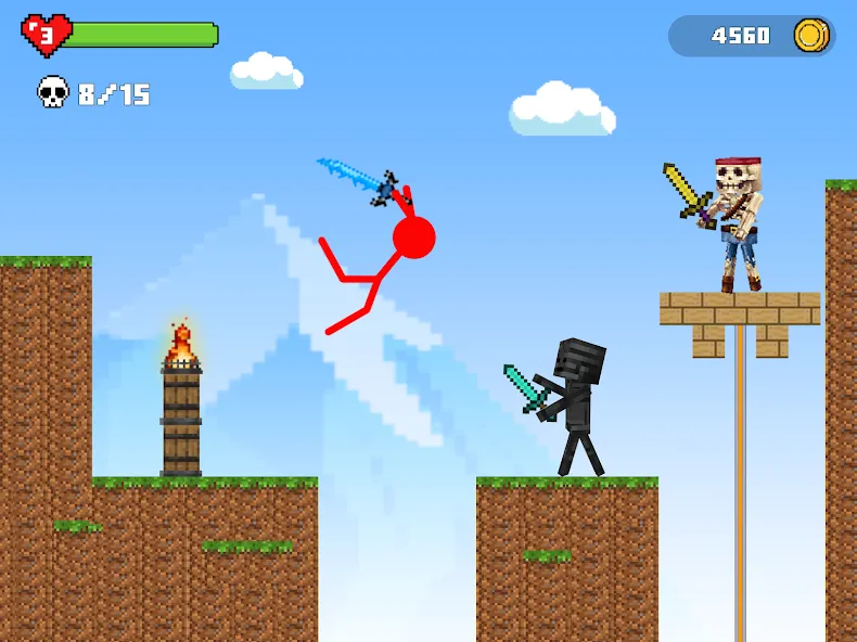 Stick-man Battle - Craft World [МОД Бесконечные монеты] APK Android Screenshot 2