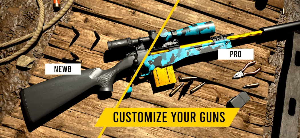 GUNSIM - 3D FPS Shooting Guns (ГУНСИМ) [МОД Бесконечные монеты] APK Android Screenshot 3