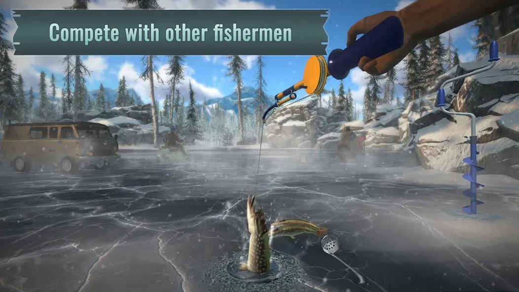 Ice fishing game. Catch bass. [МОД Mega Pack] APK Android Screenshot 2