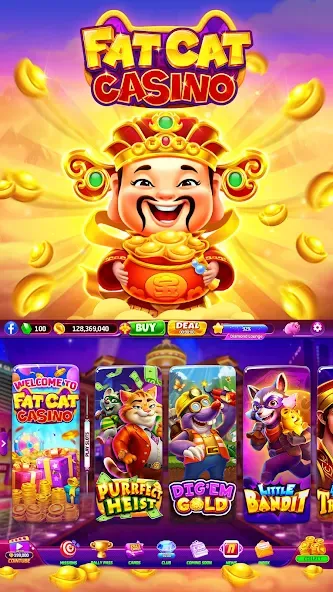 Fat Cat Casino - Slots Game (Фэт Кэт Казино) [МОД Unlocked] APK Android Screenshot 2