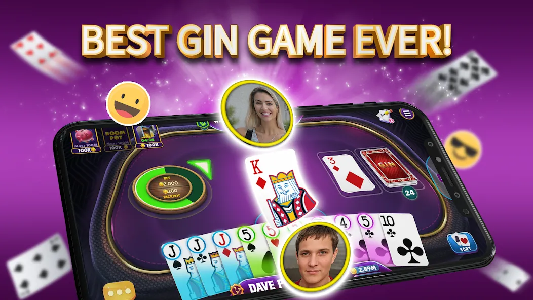 Gin Rummy Elite: Online Game (Джин Рамми) [МОД Бесконечные монеты] APK Android Screenshot 1