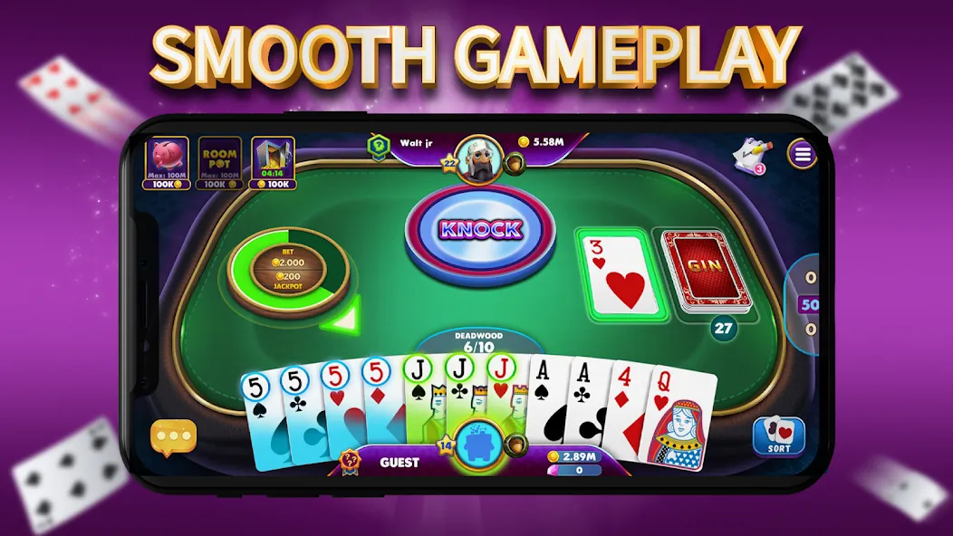Gin Rummy Elite: Online Game (Джин Рамми) [МОД Бесконечные монеты] APK Android Screenshot 2