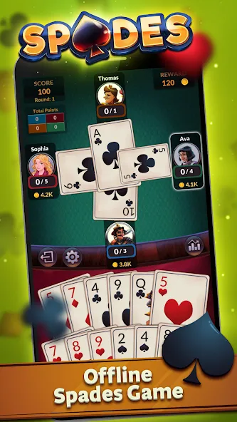 Spades - Offline Card Games (Спейдс) [МОД Unlocked] APK Android Screenshot 1