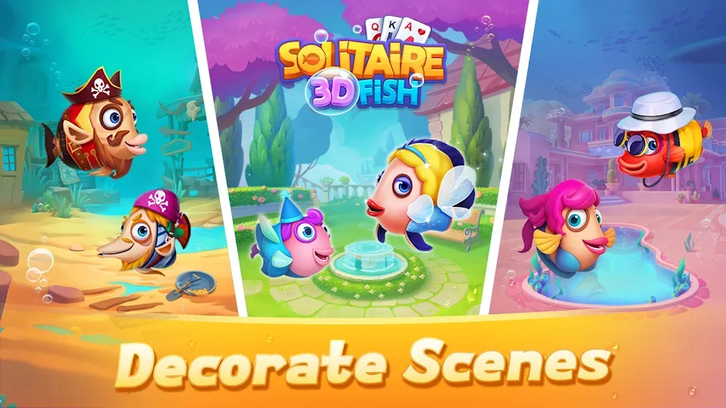 Solitaire 3D Fish [МОД Mega Pack] APK Android Screenshot 2