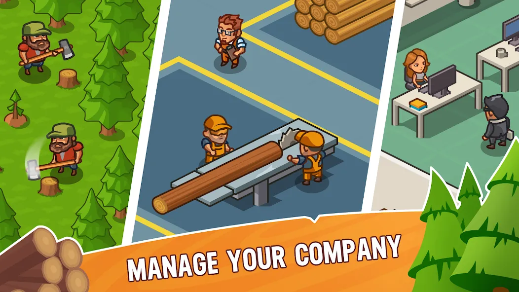 Lumber Inc Tycoon (Ламбер инк тайкун) [МОД Unlocked] APK Android Screenshot 2