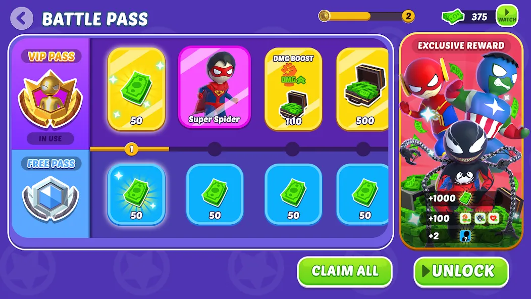 Stick Hero: Comic Superhero (Стик Хиро) [МОД Mega Pack] APK Android Screenshot 4