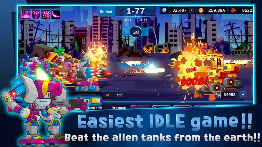 Mini Robot Tank : idle (Мини Робот Танк) [МОД Premium] APK Android Screenshot 1
