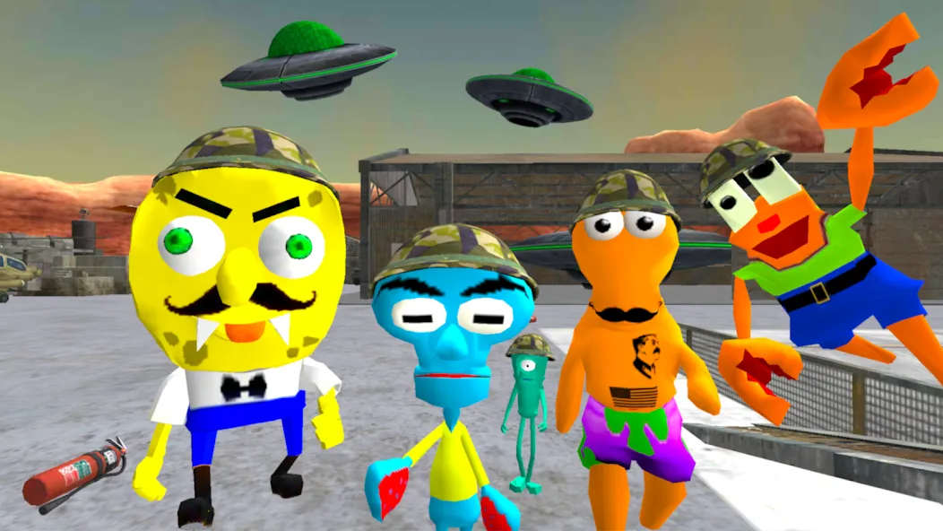 Sponge Area 51. Neighbor Alien [МОД Все открыто] APK Android Screenshot 1