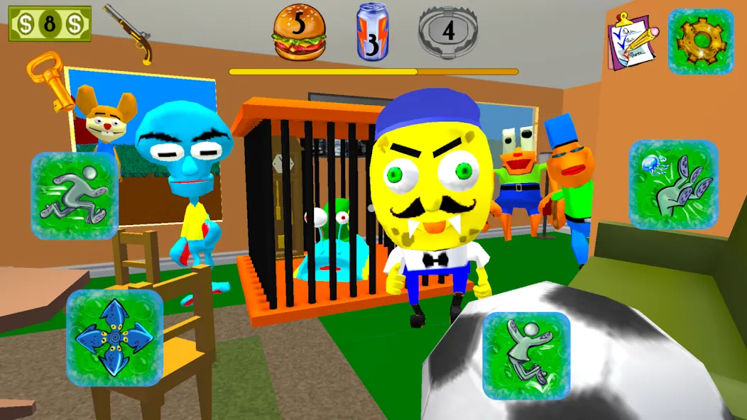 Sponge Neighbor Escape 3D (Спонж Сосед Побег 3D) [МОД Много денег] APK Android Screenshot 2
